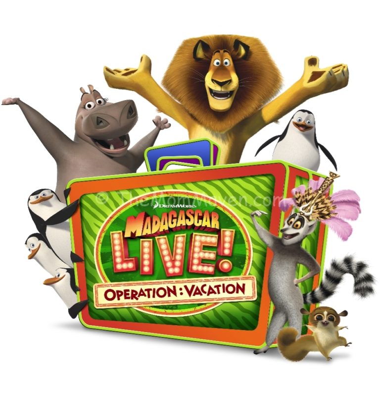 Madagascar Live! Operation Vacation Full logo with characters