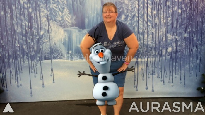 Olaf with Aurasma-Frozen Summer Fun-TheMomMaven.com