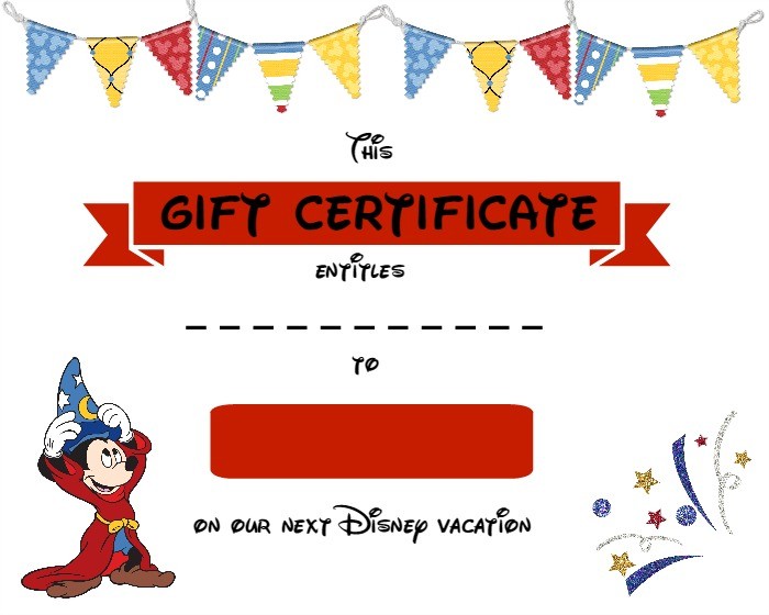 Printable Disney Gift Certificate 