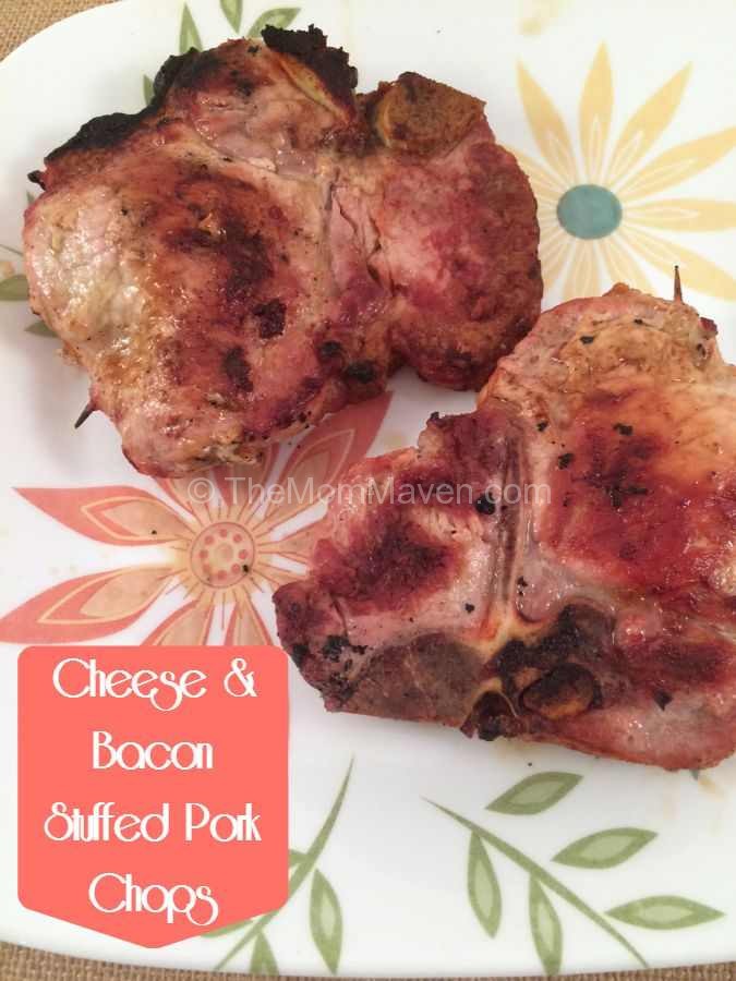 Cheese and  bacon stuffed pork chops recipe