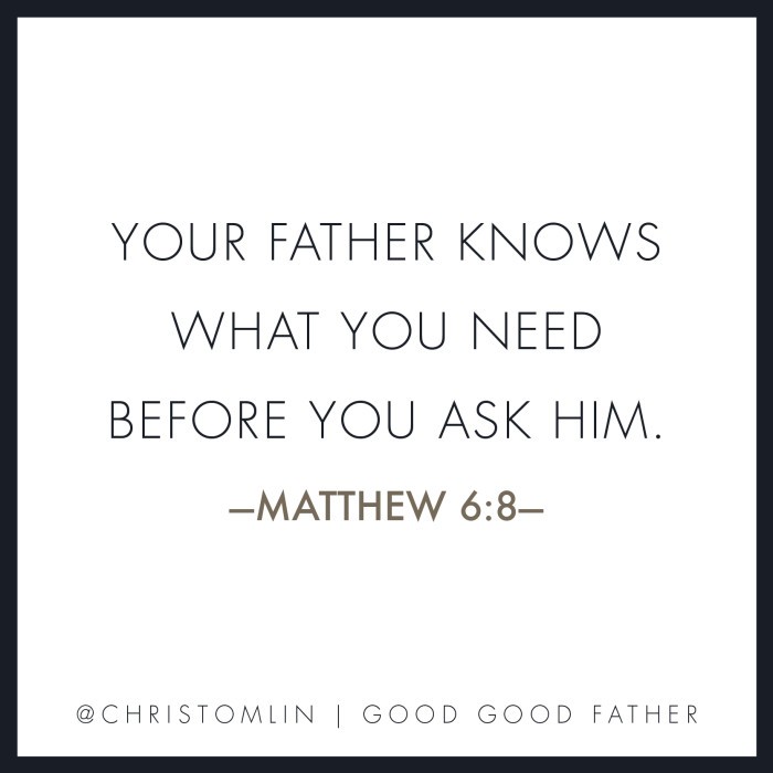 Matthew 6:8 Good Good Father