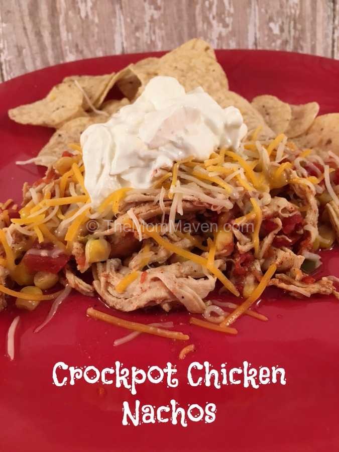 These easy shredded chicken nachos are made in the crockpot and are perfect for a busy week night dinner.
