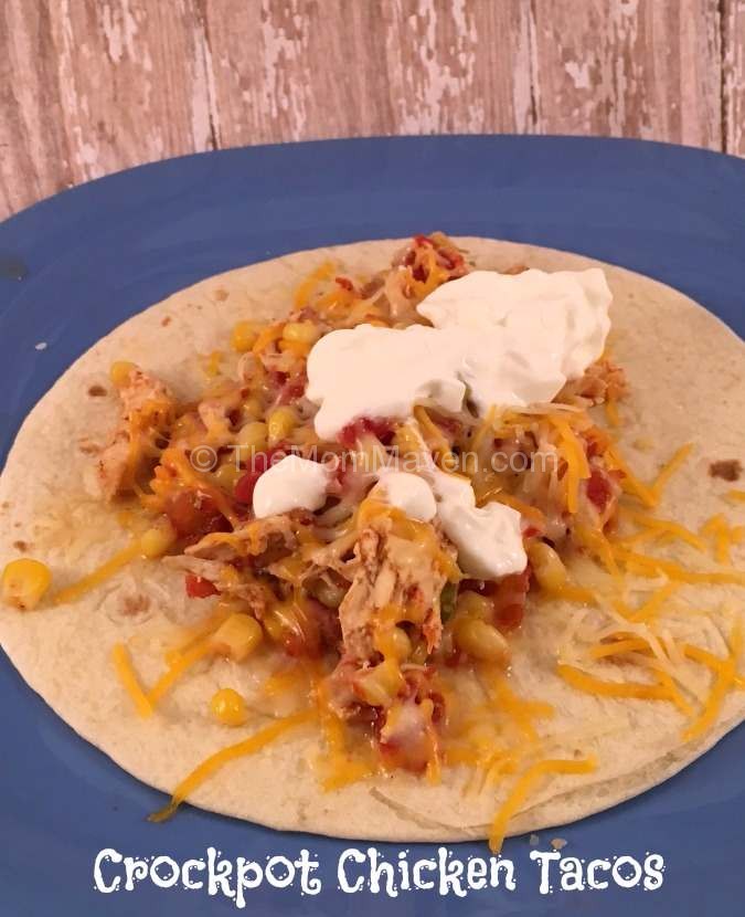 These easy shredded chicken tacos are made in the crockpot and are perfect for a busy week night dinner.