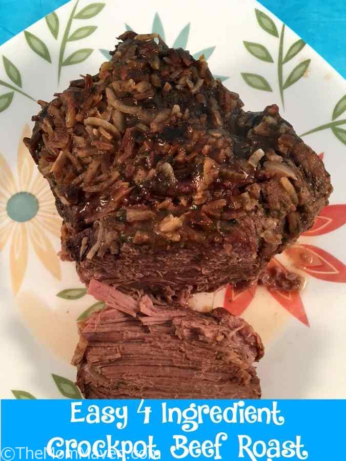 This Easy 4 Ingredient Crockpot Beef Roast is a delicious, hearty meal that takes little effort to prepare.