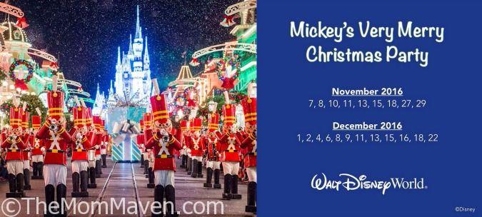 2016 Mickey's Very Merry Christmas Party Dates