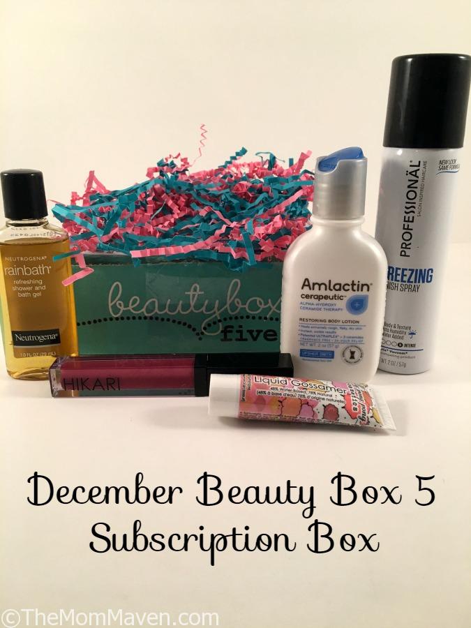 December Beauty Box 5 Subscription Box contents.