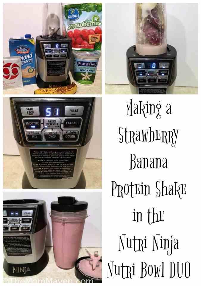 Making a Strawberry Banana Protein Shake in the Nutri Ninja Nutri Bowl DUO