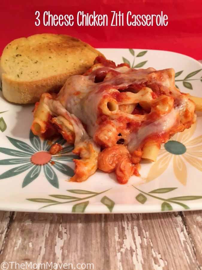 3 Cheese Chicken Ziti Casserole is a flavorful, easy recipe the whole family will enjoy.