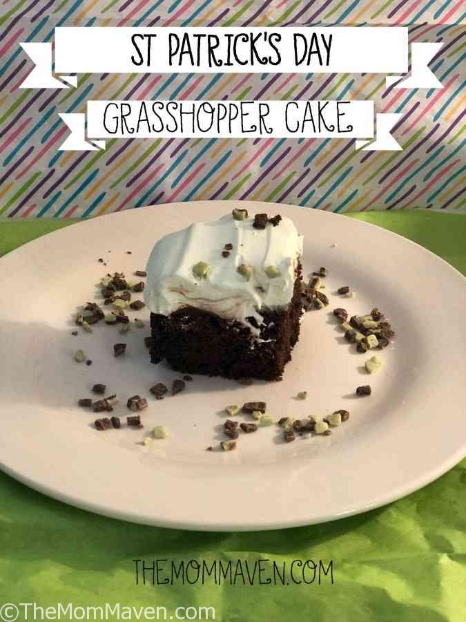 Celebrate on March 17th with this St Patrick's Day Grasshopper Cake. It's an easy-to-make minty poke cake the whole family will enjoy.