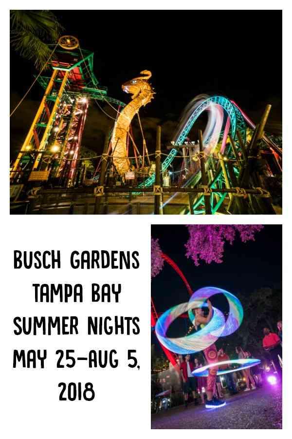 As the sun goes down, the night comes alive at Busch Gardens Tampa Bay’s Summer Nights. New this year, the event starts earlier than ever on May 25. The event features extended hours, endless energy and world-class coasters that light up the night.