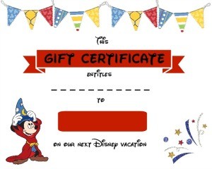 Printable Disney Gift Certificate