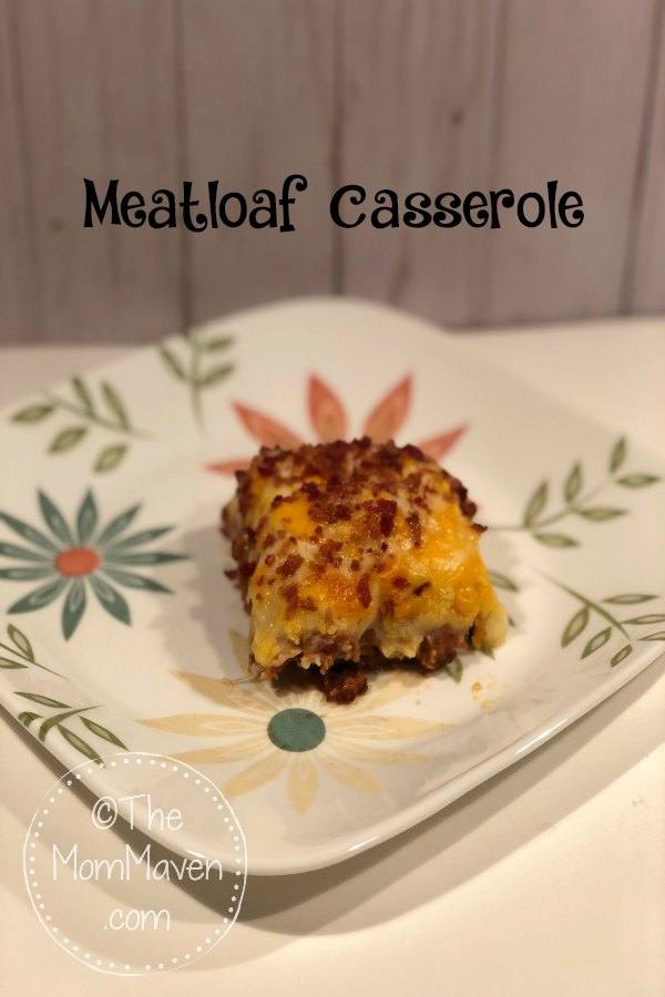 This meatloaf casserole recipe is a combination of meatloaf and loaded baked potatoes made in an 8" square baking dish.