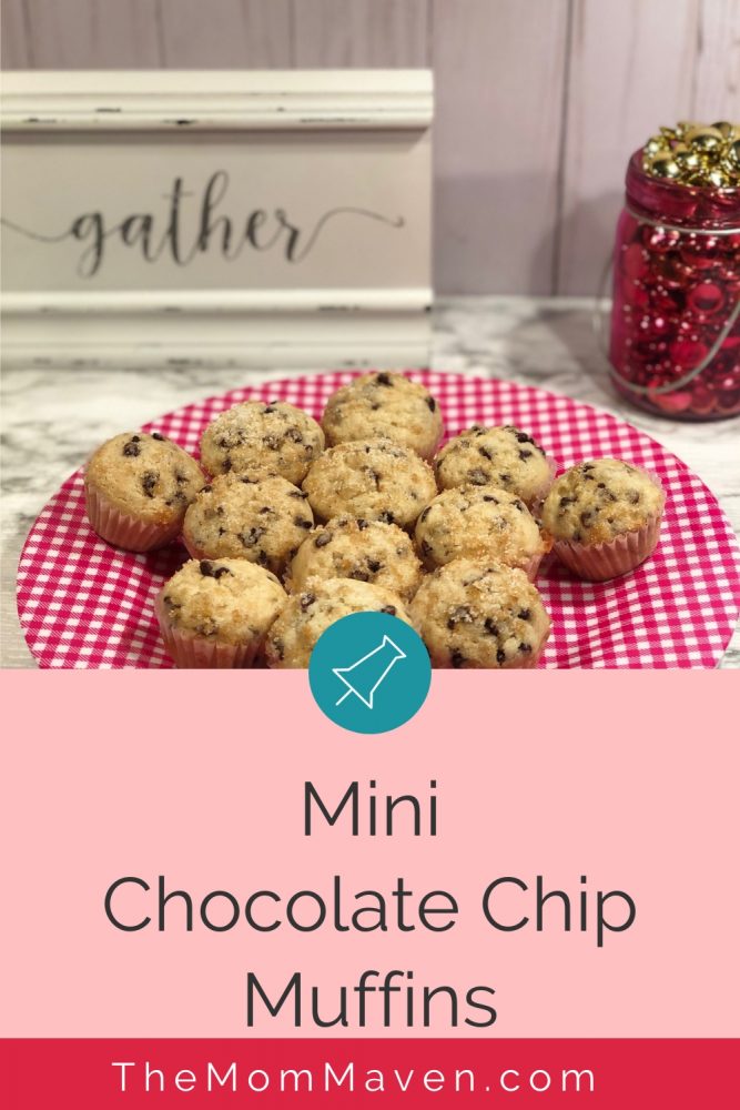 This easy mini chocolate chip muffin recipe makes 48 muffins. They are perfect on a brunch menu, to be shared at a meeting, or as a snack for the kids.