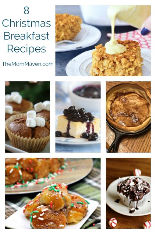 Collage of 8 Christmas Breakfast recipes