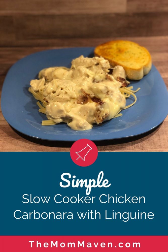 This simple slow cooker chicken carbonara is a delicious week night meal the whole family will love. #4 top recipe of 2020