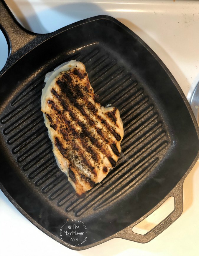 These Easy Indoor Grilled Chicken Breasts start out on the stove top for a good sear then they finish in the oven to finish cooking.