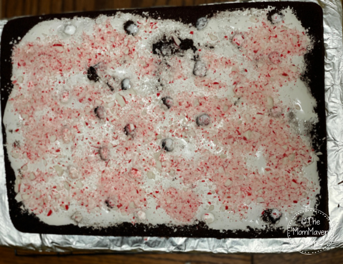 Peppermint Hot Cocoa Cake ready to be frosted