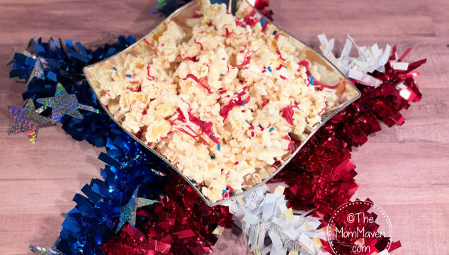 This Sweet and Salty Patriotic Popcorn recipe is so versatile you could make it for any celebration, just change the colors to match your theme!